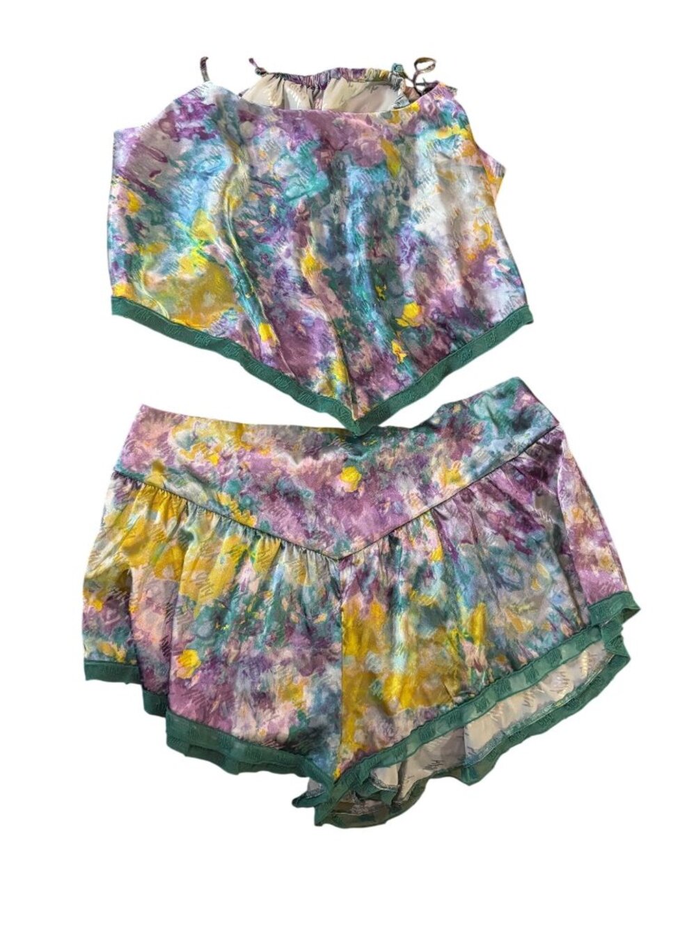 Yitty Womens Floral Satin Camisole & Shorts Set Multicolor Size 2X
